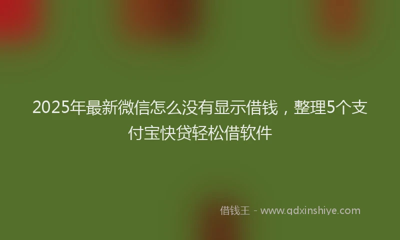 2025年最新微信怎么没有显示借钱，整理5个支付宝快贷轻松借软件