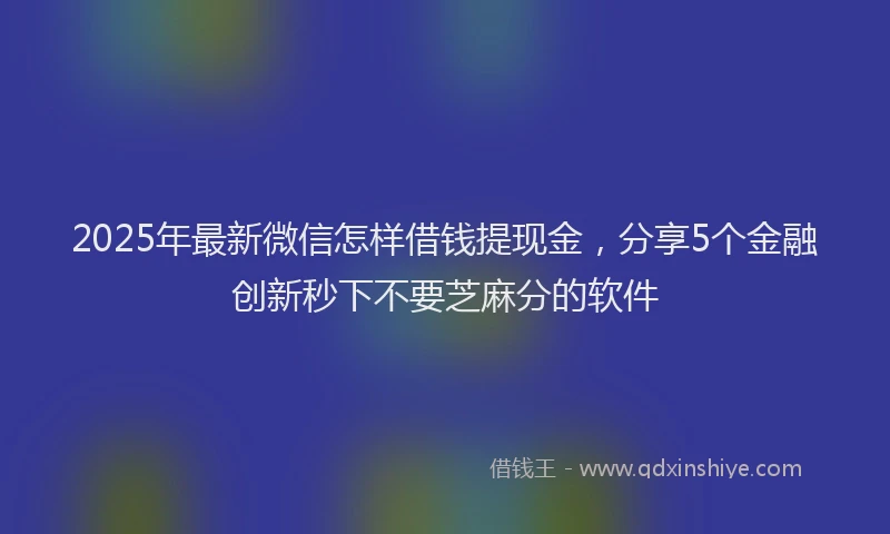 2025年最新微信怎样借钱提现金，分享5个金融创新秒下不要芝麻分的软件