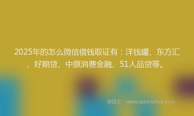 2025年的怎么微信借钱取证有：洋钱罐、东方汇、好期贷、中原消费金融、51人品贷等。