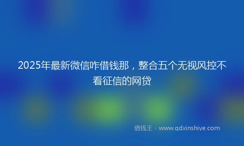 2025年最新微信咋借钱那，整合五个无视风控不看征信的网贷