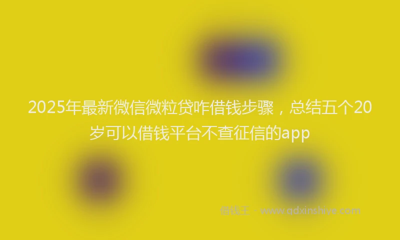 2025年最新微信微粒贷咋借钱步骤，总结五个20岁可以借钱平台不查征信的app