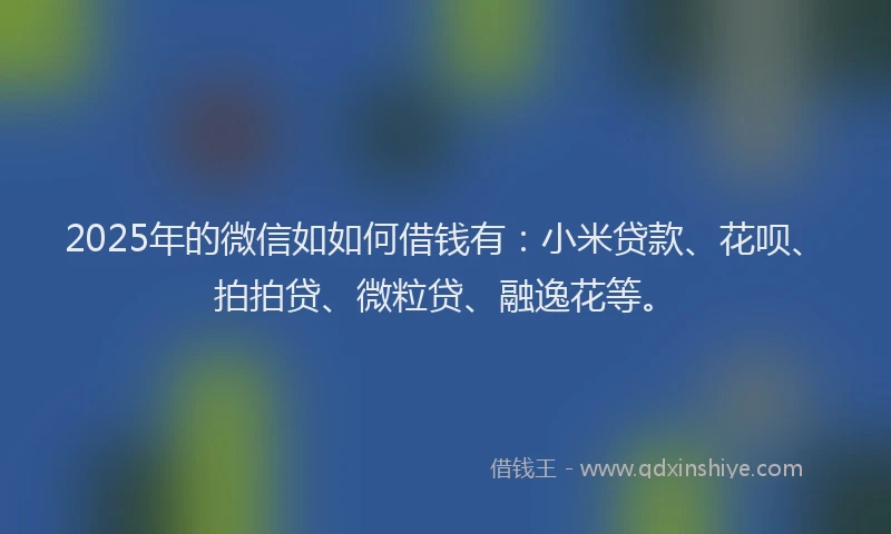 2025年的微信如如何借钱有：小米贷款、花呗、拍拍贷、微粒贷、融逸花等。