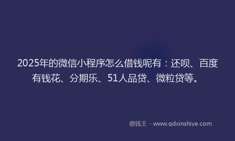2025年的微信小程序怎么借钱呢有：还呗、百度有钱花、分期乐、51人品贷、微粒贷等。