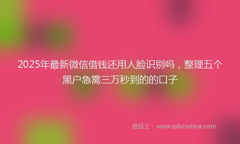 2025年最新微信借钱还用人脸识别吗，整理五个黑户急需三万秒到的的口子
