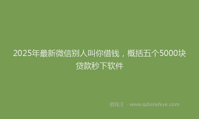 2025年最新微信别人叫你借钱，概括五个5000块贷款秒下软件