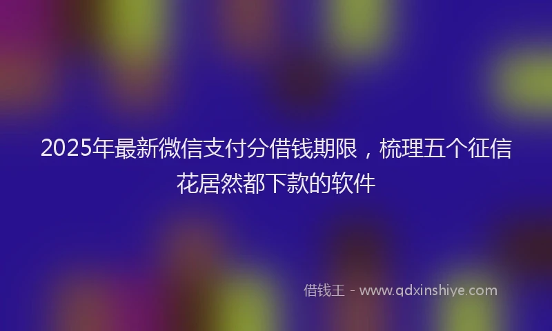 2025年最新微信支付分借钱期限，梳理五个征信花居然都下款的软件