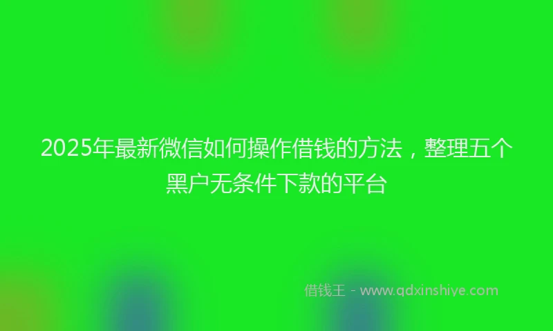 2025年最新微信如何操作借钱的方法，整理五个黑户无条件下款的平台