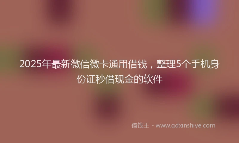 2025年最新微信微卡通用借钱，整理5个手机身份证秒借现金的软件