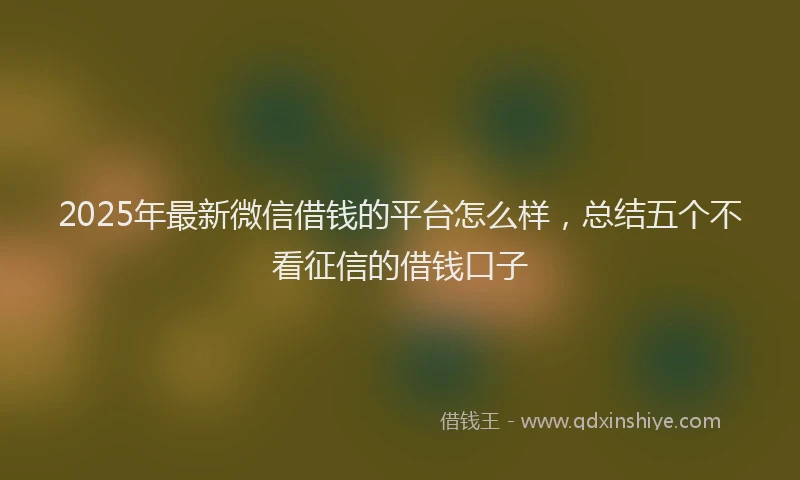 2025年最新微信借钱的平台怎么样，总结五个不看征信的借钱口子