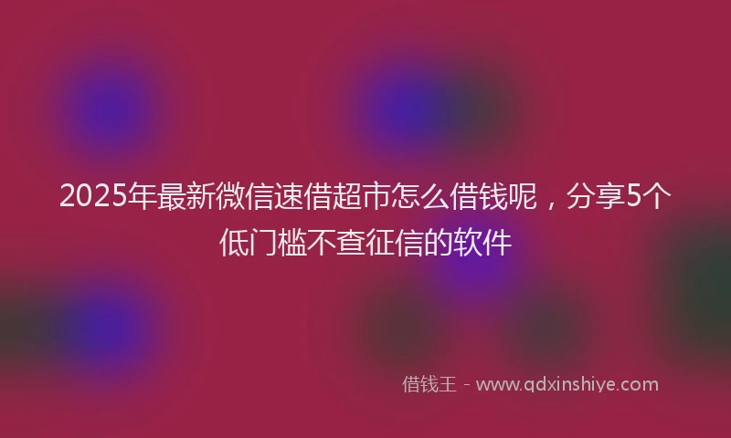 2025年最新微信速借超市怎么借钱呢，分享5个低门槛不查征信的软件