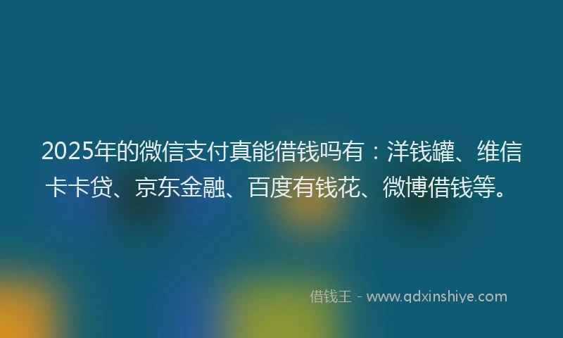 2025年的微信支付真能借钱吗有：洋钱罐、维信卡卡贷、京东金融、百度有钱花、微博借钱等。