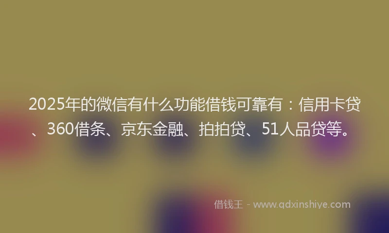 2025年的微信有什么功能借钱可靠有：信用卡贷、360借条、京东金融、拍拍贷、51人品贷等。
