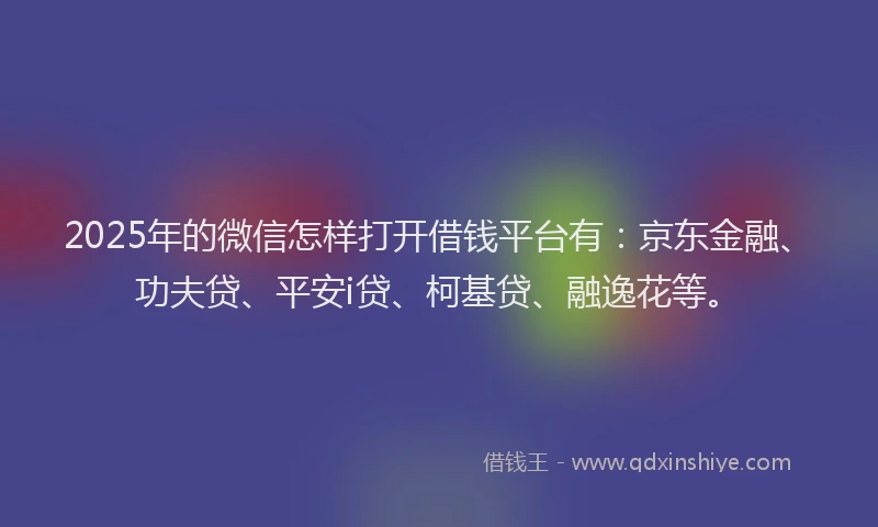 2025年的微信怎样打开借钱平台有：京东金融、功夫贷、平安i贷、柯基贷、融逸花等。