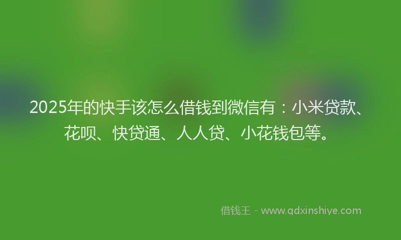 2025年的快手该怎么借钱到微信有：小米贷款、花呗、快贷通、人人贷、小花钱包等。