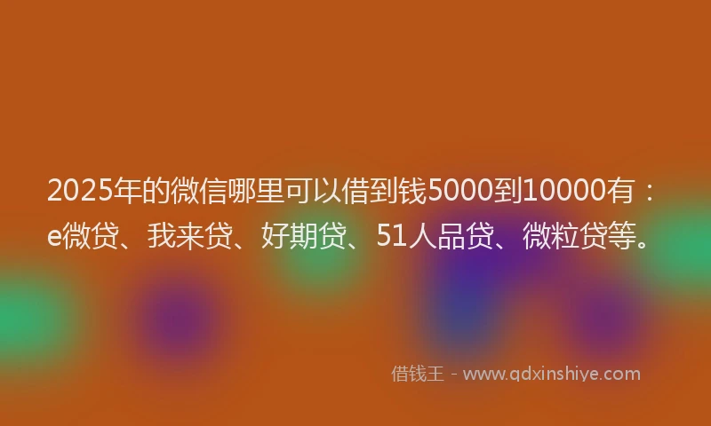 2025年的微信哪里可以借到钱5000到10000有：e微贷、我来贷、好期贷、51人品贷、微粒贷等。