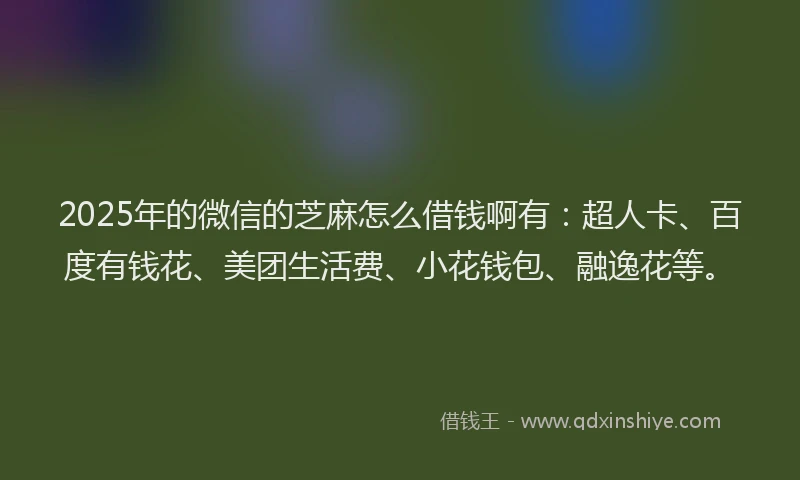 2025年的微信的芝麻怎么借钱啊有：超人卡、百度有钱花、美团生活费、小花钱包、融逸花等。