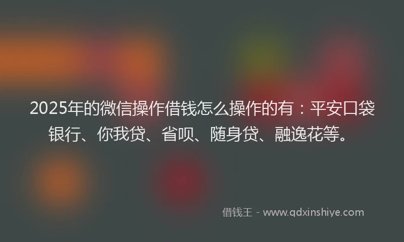 2025年的微信操作借钱怎么操作的有：平安口袋银行、你我贷、省呗、随身贷、融逸花等。
