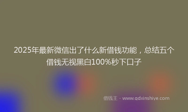 2025年最新微信出了什么新借钱功能，总结五个借钱无视黑白100%秒下口子