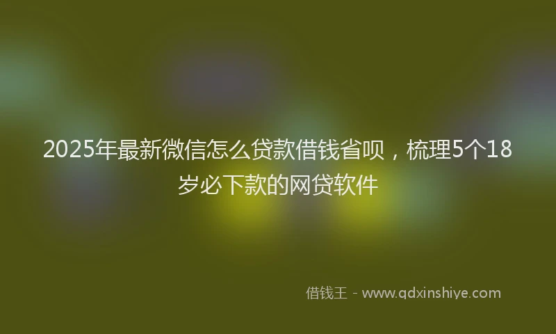 2025年最新微信怎么贷款借钱省呗，梳理5个18岁必下款的网贷软件