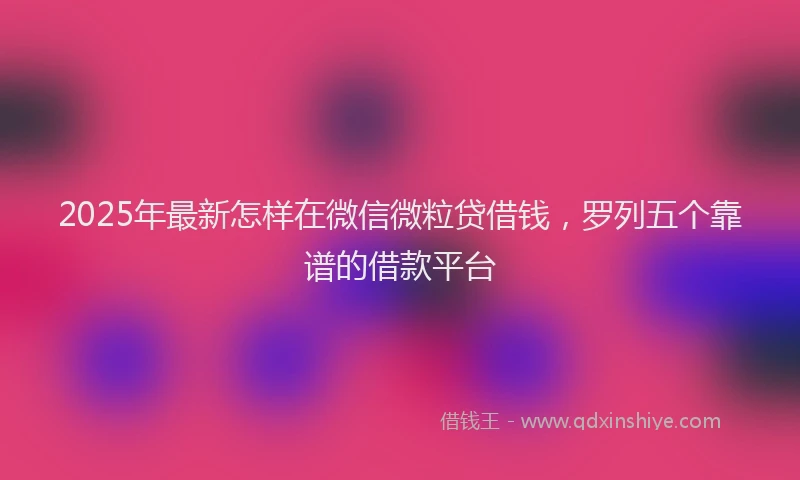 2025年最新怎样在微信微粒贷借钱，罗列五个靠谱的借款平台