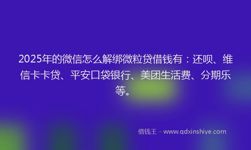 2025年的微信怎么解绑微粒贷借钱有：还呗、维信卡卡贷、平安口袋银行、美团生活费、分期乐等。