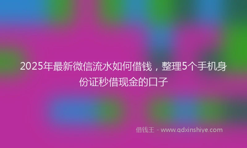 2025年最新微信流水如何借钱，整理5个手机身份证秒借现金的口子
