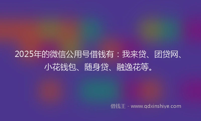 2025年的微信公用号借钱有：我来贷、团贷网、小花钱包、随身贷、融逸花等。