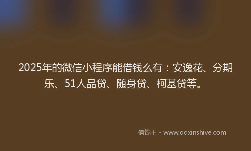 2025年的微信小程序能借钱么有：安逸花、分期乐、51人品贷、随身贷、柯基贷等。
