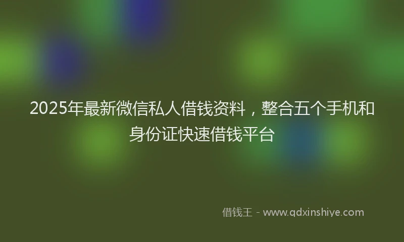 2025年最新微信私人借钱资料，整合五个手机和身份证快速借钱平台