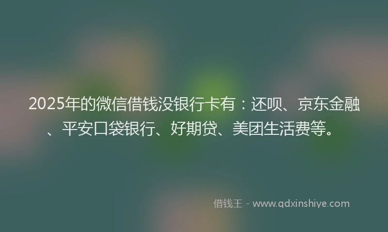 2025年的微信借钱没银行卡有：还呗、京东金融、平安口袋银行、好期贷、美团生活费等。