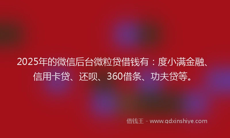 2025年的微信后台微粒贷借钱有：度小满金融、信用卡贷、还呗、360借条、功夫贷等。