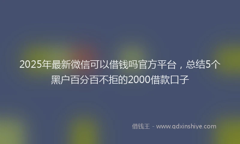 2025年最新微信可以借钱吗官方平台，总结5个黑户百分百不拒的2000借款口子