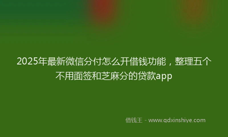 2025年最新微信分付怎么开借钱功能，整理五个不用面签和芝麻分的贷款app