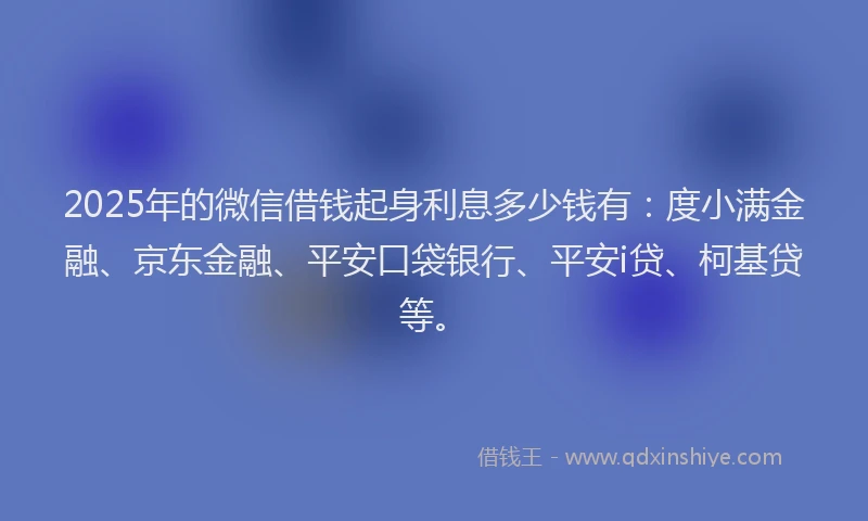 2025年的微信借钱起身利息多少钱有：度小满金融、京东金融、平安口袋银行、平安i贷、柯基贷等。