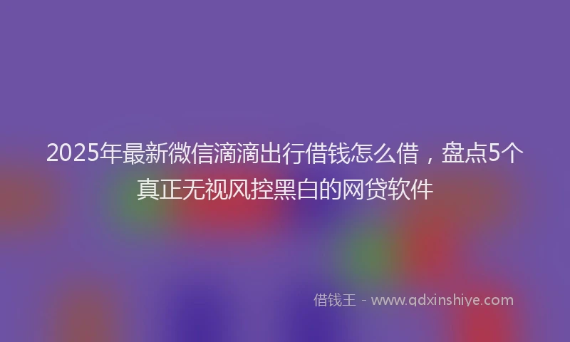 2025年最新微信滴滴出行借钱怎么借，盘点5个真正无视风控黑白的网贷软件