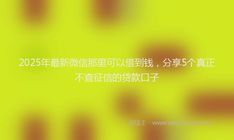 2025年最新微信那里可以借到钱，分享5个真正不查征信的贷款口子