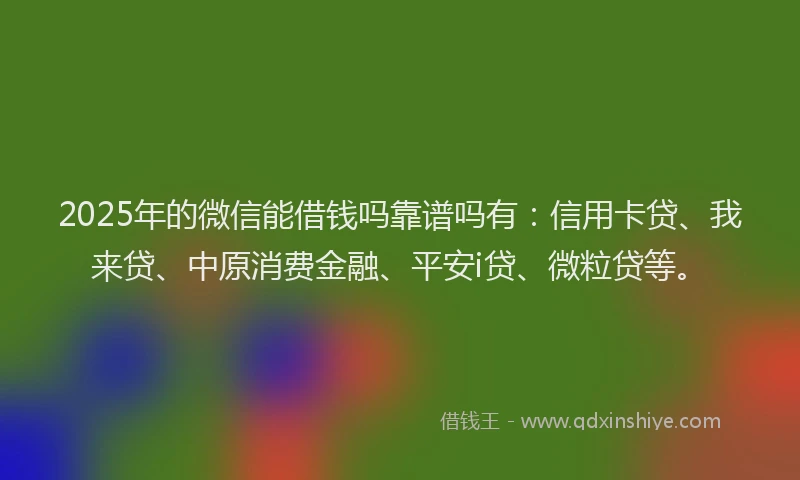 2025年的微信能借钱吗靠谱吗有：信用卡贷、我来贷、中原消费金融、平安i贷、微粒贷等。