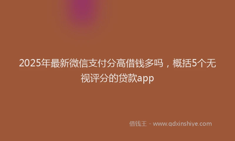2025年最新微信支付分高借钱多吗，概括5个无视评分的贷款app