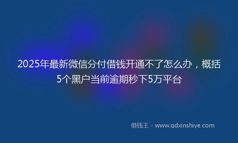 2025年最新微信分付借钱开通不了怎么办，概括5个黑户当前逾期秒下5万平台