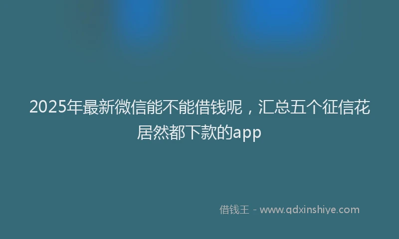 2025年最新微信能不能借钱呢，汇总五个征信花居然都下款的app