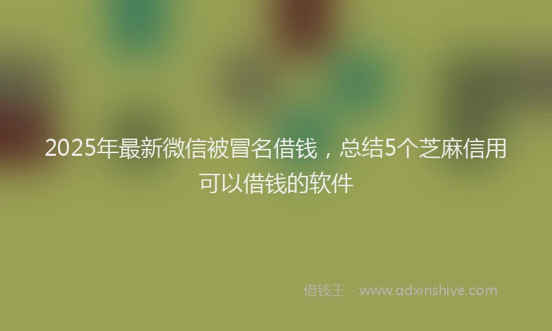 2025年最新微信被冒名借钱，总结5个芝麻信用可以借钱的软件
