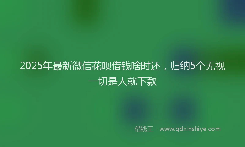 2025年最新微信花呗借钱啥时还，归纳5个无视一切是人就下款