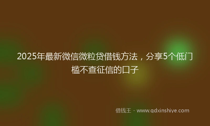 2025年最新微信微粒贷借钱方法，分享5个低门槛不查征信的口子