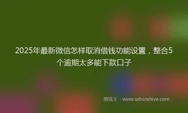 2025年最新微信怎样取消借钱功能设置，整合5个逾期太多能下款口子