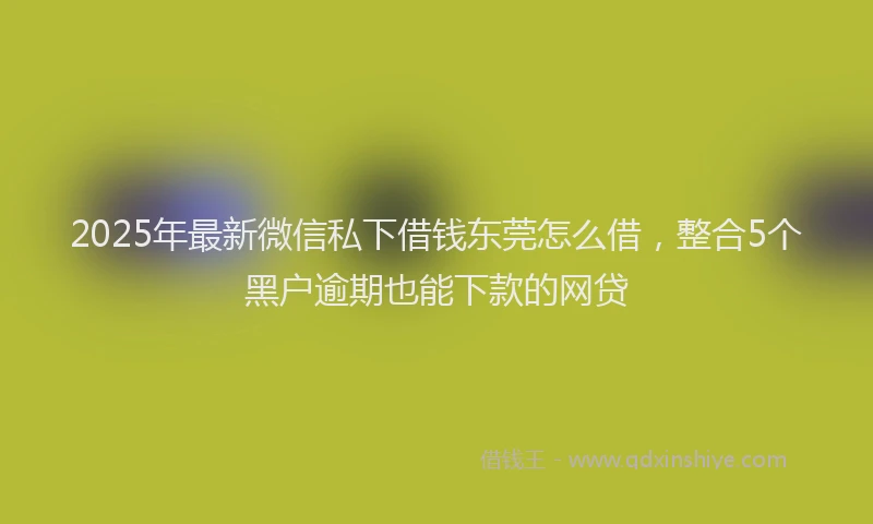 2025年最新微信私下借钱东莞怎么借，整合5个黑户逾期也能下款的网贷