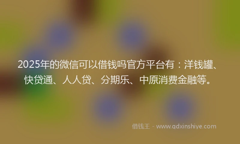 2025年的微信可以借钱吗官方平台有：洋钱罐、快贷通、人人贷、分期乐、中原消费金融等。
