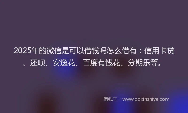 2025年的微信是可以借钱吗怎么借有：信用卡贷、还呗、安逸花、百度有钱花、分期乐等。