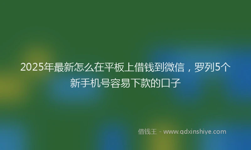 2025年最新怎么在平板上借钱到微信，罗列5个新手机号容易下款的口子