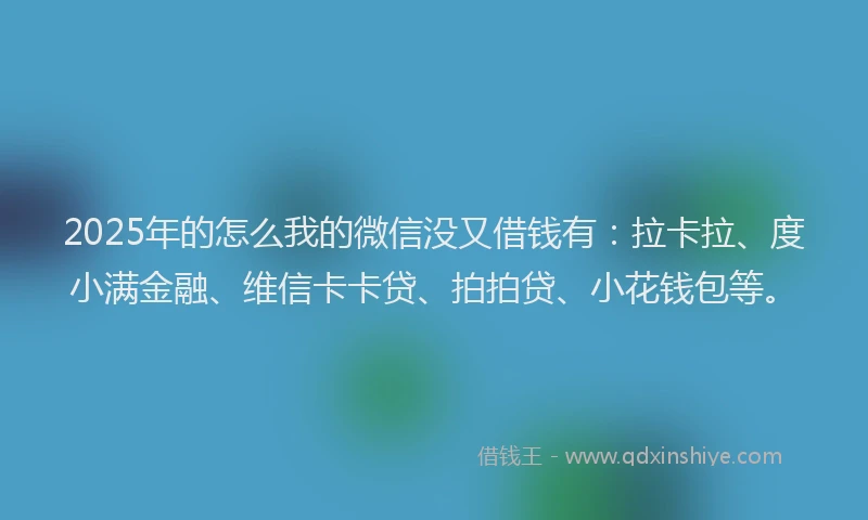2025年的怎么我的微信没又借钱有：拉卡拉、度小满金融、维信卡卡贷、拍拍贷、小花钱包等。