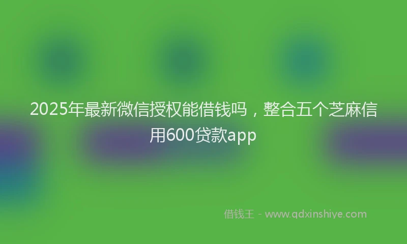 2025年最新微信授权能借钱吗，整合五个芝麻信用600贷款app
